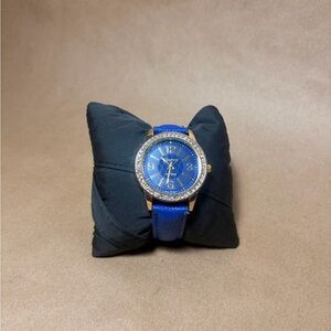Blue and Gold Watch with Crystal Accents